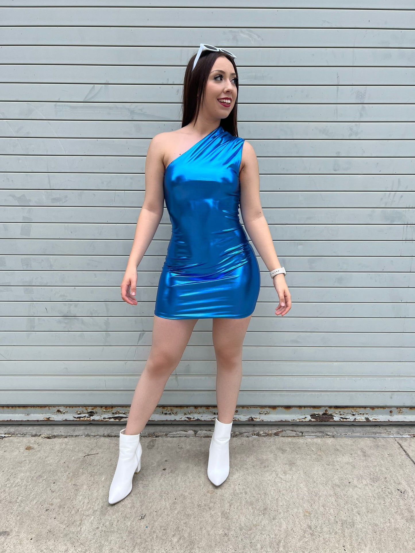 Vianney Metallic Blue Dress
