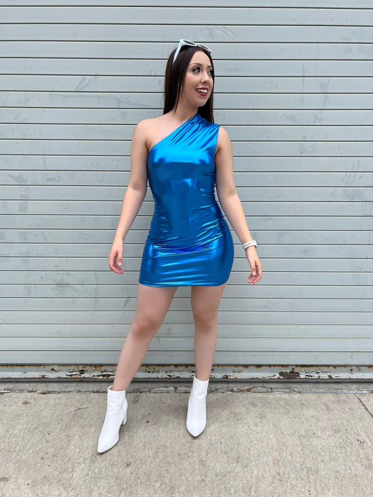 Vianney Metallic Blue Dress